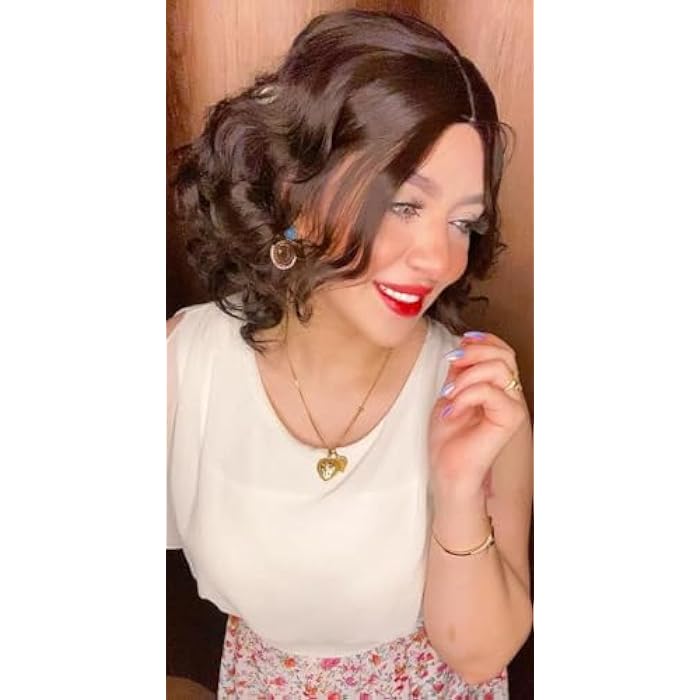 DILLARDS Elegant Synthetic Hair Wig, Dark Brown Wavy Style With Side Part, Shoulder Length Curls, Heat Resistant Fiber - Image 4